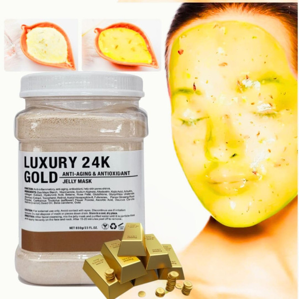 Rose + 24K Gold Jelly Masks For Facials Professional, Mascarillas Faciales, Vajacial Mask, Jelly Face Mask, Modeling Mask, Facial Mask,Gel Face Mask