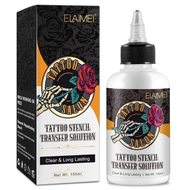 Tattoo Stencil Transfer Gel Solution, 150Ml Professional Tattoo Stencil Gel Fresh Tattoo Stuff Stencil Transfer Cream Gel For Tranfer Stickers Paper Machine Soap Tattoo Supplies - Clear & Long-Lasting