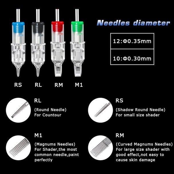 Tattoo Needle Cartridges, Cinra 80Pcs Mixed Tattoo Needles 3Rl 5Rl 7Rl 9Rl 3Rs 5Rs 7Rs 9Rs Tattoo Cartridge Needles Disposable Tattoo Machine Needles Round Liner Tattoo Needle For Artist And Beginners