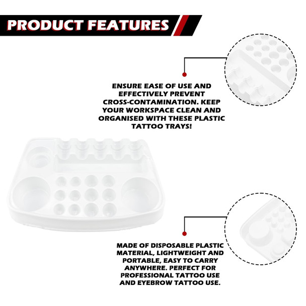 24Pcs Tattoo Ink Cup Tray-Disposable Plastic Pigment Trays Stand For Eyebrow Tattoo Ink Tattoo Ink Cups Holder Supplies Kits