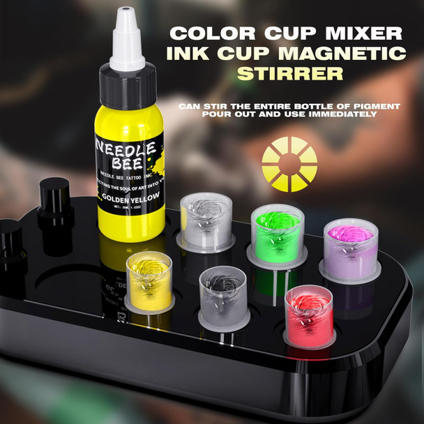 Tattoo Ink Mixer High Speed Color Mixer Automatic Mixing Machine Adjustable Power Electric Ink Mixer Set With 40 Color Cups, 200 Mixing Sticks