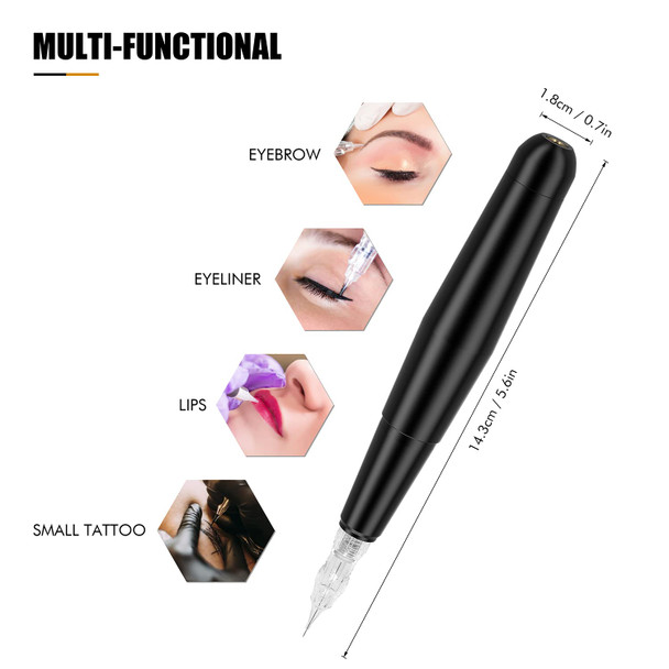 Permanent Makeup Machine Pen With 2Pcs Cartridge Needles Micropigmentation Machine Eyebrow Brow Lamination Pen For Eyebrow Eyeliner Lip Microblading Shading