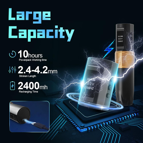 Karite Tattoo Kit, Professional Wireless Tattoo Gun With 2400Mah Battery, 7 Adjustable Needle Strokes, And Customizable Settings For Voltage And Frequency - Durable Tattoo Kit For Beginners