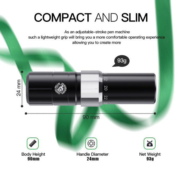 Dragonhawk Tour Y23 Tattoo Pen Machine Gun, 2.0-3.3Mm 6 Strokes Length Change Short Tattoo Machine (Single Pen)