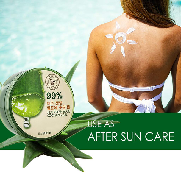 The Saem Jeju Fresh Aloe Soothing Gel 10.1 Fl.Oz + The Saem Cover Perfection Tip Concealer 6.5G (# Brightener)