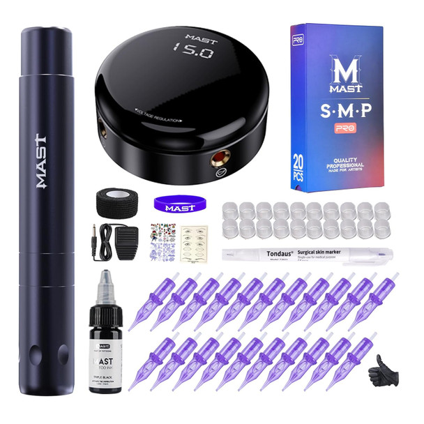 Mast Tattoo Kit Tour Air Rotary Tattoo Pen Machine Gun Kit, Super Slim & Short Tattoo Pen For Women Beauty Work, Tattoo Neeldes With Power Supply Kits