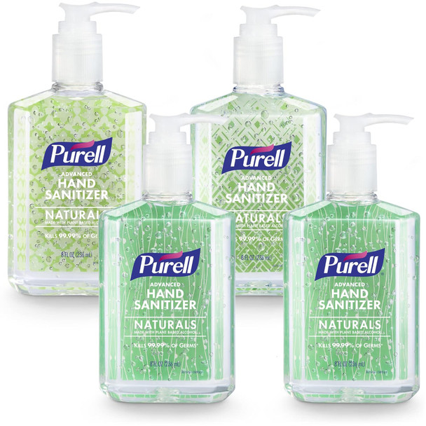 Purell Advanced Hand Sanitizer Naturals With Plant Based Alcohol, Citrus Scent, 8 Fl Oz Pump Bottle (Pack Of 4), 9626-06-Ecdeco