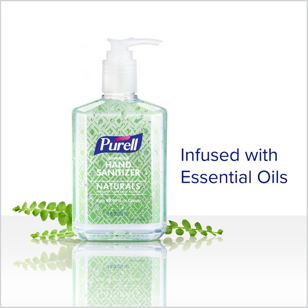 Purell Advanced Hand Sanitizer Naturals With Plant Based Alcohol, Citrus Scent, 8 Fl Oz Pump Bottle (Pack Of 4), 9626-06-Ecdeco