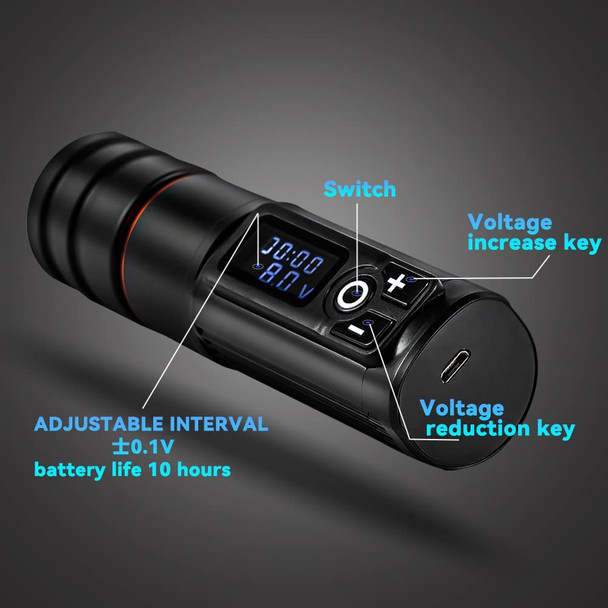 Ambition Ninja Pro Tattoo Machine With Coreless Motor - Rotary Cartridge Tattoo Pen With 2400Mah Power Supply Digital Lcd Display For Professionals And Beginners Tattoo Artists