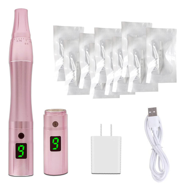 Permanent Makeup Pen Machine Tattoo Pen Includes 1 Battery 10Pcs Needles For Eyeliner, Lip,Eyebrow Ap901