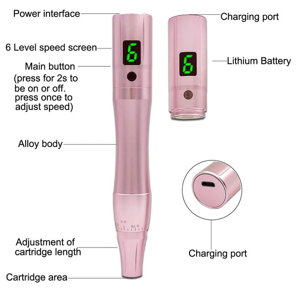Permanent Makeup Pen Machine Tattoo Pen Includes 1 Battery 10Pcs Needles For Eyeliner, Lip,Eyebrow Ap901
