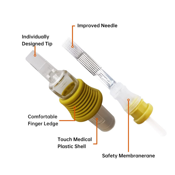 Pro Cartridges #12(1223M1) 0.35Mm Tattoo Needles With Membrane Safety Cartridges For Tattoo Artists Weaved Magnum Shader 20Pcs Standard Pack M1