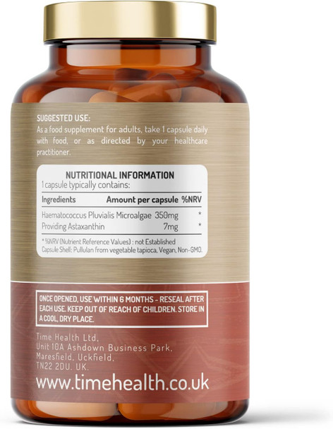 Astaxanthin - 7Mg Optimal Dose - 120 Capsules - Super Antioxidant - Haematococcus Pluvialis - 100% Pure Natural Bioavailable 4 Month Supply - Uk Manufactured - Zero Additives