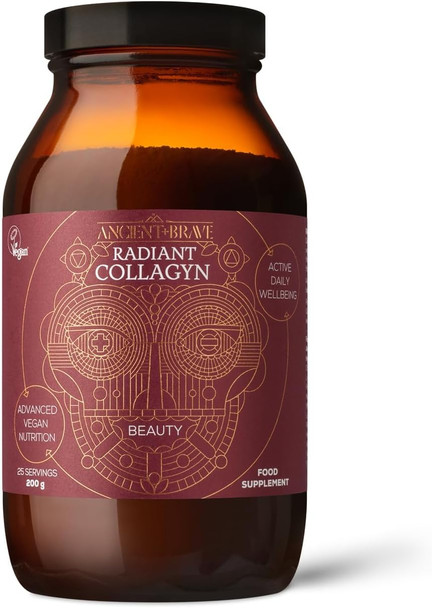 Ancient + Brave - Radiant Collagyn For Beauty 200 Grams - Vegan Collagen Powder With Chicory Root - Plant Based Supplement For Hair, Skin & Nails - Non-Gmo, Paleo & Keto