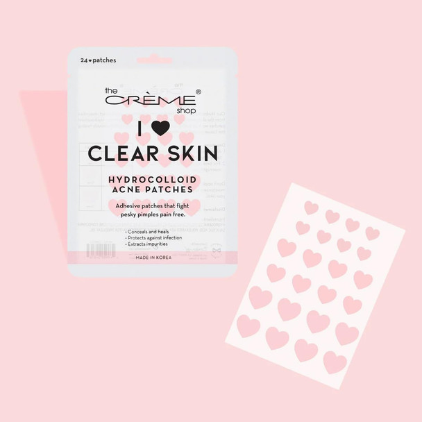 The Creme Shop Heart Shape Clear Skin Hydrocolloid Dark Spot Acne Patches - Infused With Salicylic Acid + Witch Hazel | Adhesive Patches That Fight Pesky Pimples. (72 Patches / 3 Sizes)