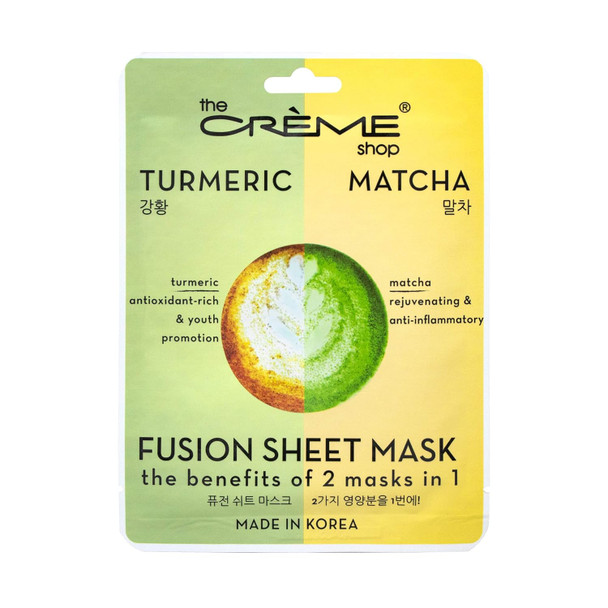 The Creme Shop Natural Essence Fusion Face Mask - Korean Facial Skin Care And Moisturizer - Turmeric & Matcha 5 Sheets Set