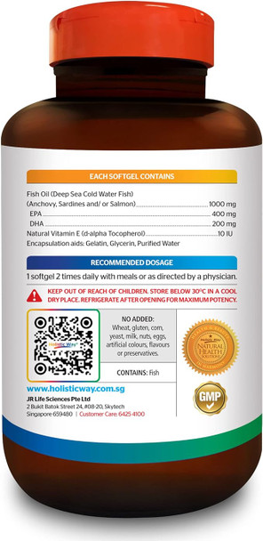 Holistic Way Omega 3 Premium Fish Oil, 60 softgels