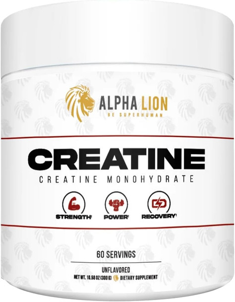 ALPHA LION Creatine Monohydrate Powder, 5000mg Per Serving (5g), Supports Muscle Strength, Power, Athletic Performance, Pure Creatine Supplement (60 Servings, Unflavored)