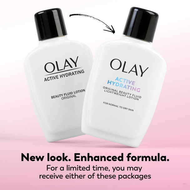 Olay Face Moisturizer, Active Hydrating Beauty Fluid Lotion, Original Facial Moisturizer, 4 Oz. (Pack of 2)