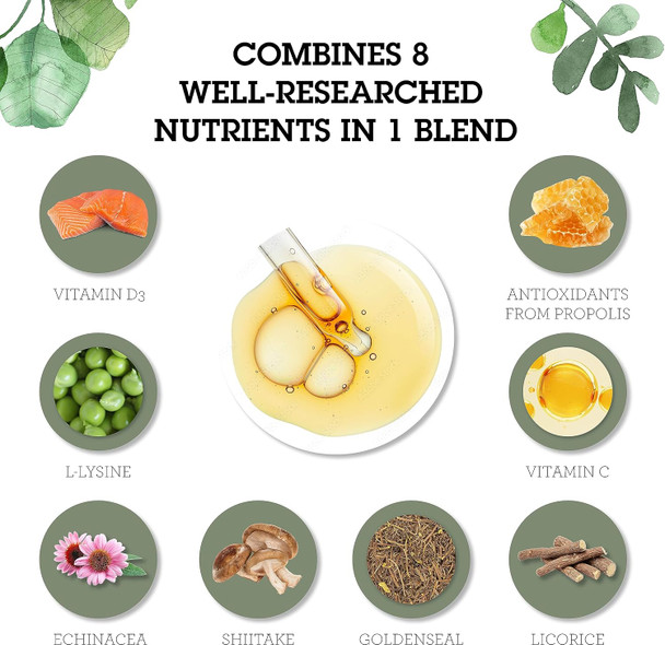 Quantum Health Superlysine+ Liquid Immune Support Supplement - Powerful Lysine Echinacea Vitamin D3 Bee Propolis & Shitake Daily Wellness Blend For Women & Men, Fast Absorption - 2 Ounce