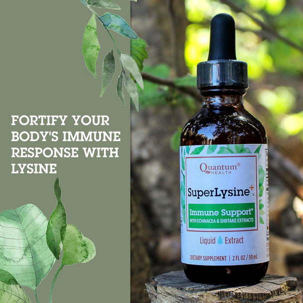 Quantum Health Superlysine+ Liquid Immune Support Supplement - Powerful Lysine Echinacea Vitamin D3 Bee Propolis & Shitake Daily Wellness Blend For Women & Men, Fast Absorption - 2 Ounce