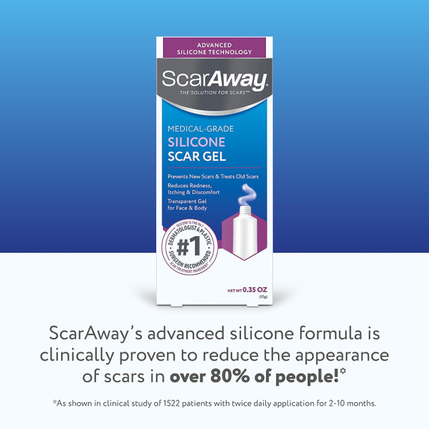 Scaraway Silicone Scar Gel, Helps Improve Size, Color & Texture Of Hypertrophic & Keloid Scars From Injury, Burns & Surgery, Water Resistant, 10G (0.35 Oz)