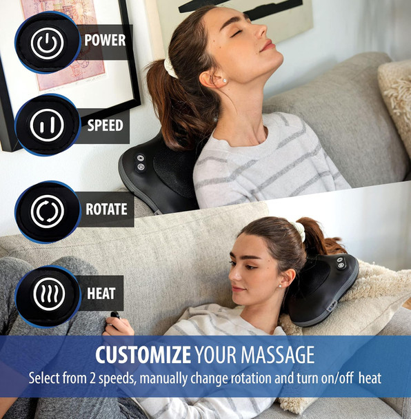 Back Neck Zyllion Shiatsu Massage Cushion With Heat Zyllion
