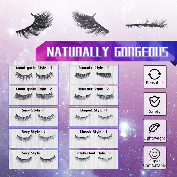 Magnetic Eyelashes With Eyeliner Kit- 10 Pairs Premium 3D Natural Look Reusable Eyelashes With Tweezers Applicator, Strong Magnetic Eyeliner And Lashes Set By Dejavia, No Glue Needed