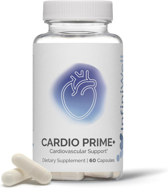Cardio Prime+, Blood Pressure Supplement And Heart Health Support - Promotes Circulation And Cardiovascular Function With Bergamot, Nad3, Nattokinase - 60 Capsules (1 Month Supply)