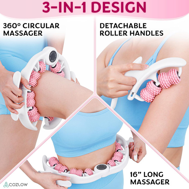 Cellulite Massage Roller - Effective Anti-Cellulite Massager W/Detachable Roller Handles For Thighs, Legs & Buttocks - Fascia Massage Tool For Lymphatic Drainage & Deep Tissue Therapy
