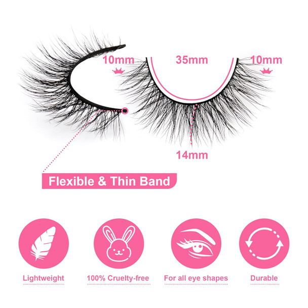 Newcally Natural Look Lashes Mink 3D Fluffy Wispy False Eyelashes Short Light Volume Fake Eye Lashes Pack 14 Pairs Reusable Soft Faux Mink Eyelashes