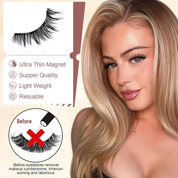 Wiwoseo Magnetic Eyelashes Natural Look Magnetic Lashes No Glue Or Eyeliner Needed Magnetic Eyelashes Without Eyeliner Magnetic Lashes Natural Look Reusable Magnetic Eyelashes With Applicator