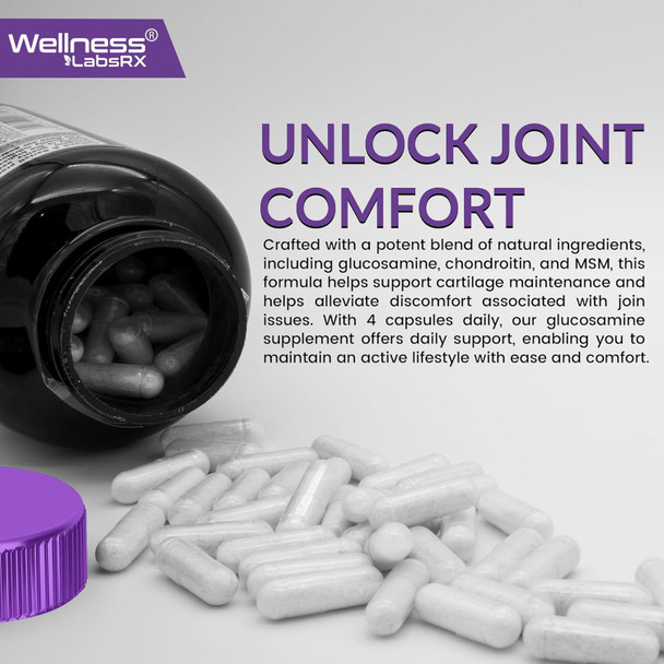 Glucosamine Chondroitin Msm - 4000Mg - Joint Support Supplement, Glucosamine Chondroitin Capsules, Helps With Back Pain, Knee Pain Relief, Joint Pain Relief Supplements Triple Strength - 240 Count