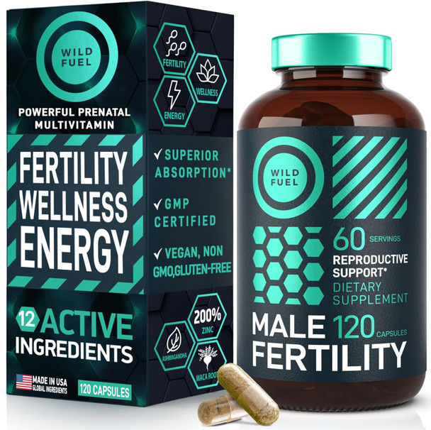 Fertility Supplements For Men Prenatal Vitamin - Maca Root, Ashwagandha, L Arginine, Zinc, Plus Naturals Conception Men Fertility Vitamins And Male Fertility Support Supplements - 120Caps For 2 Months