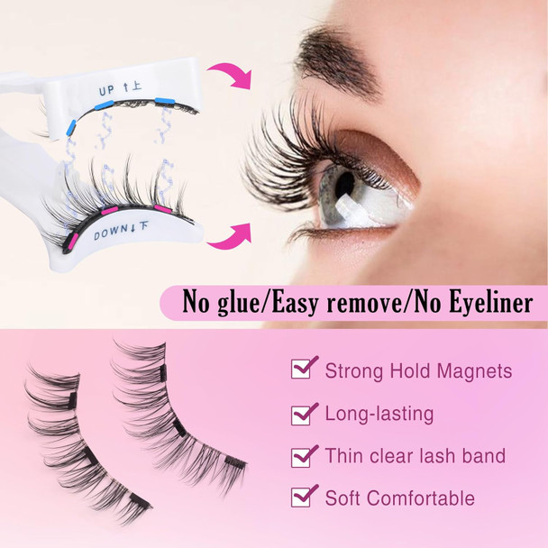 Focipeysa Magnetic Eyelashes Kit With Applicator Manga Magnetic Lashes Natural Look, Cat Eye Magnetic Eyelash, No Glue No Eyeliner Needed Easy To Wear And Remove Reusable Magnetic Strip Lash
