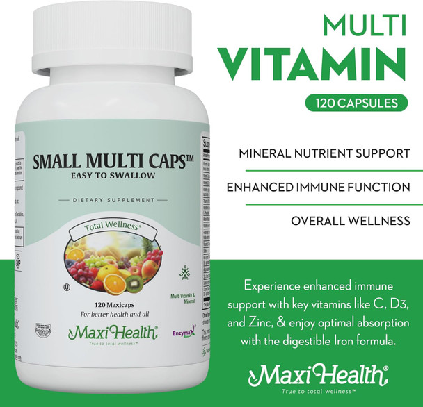Maxi Health - Multivitamin For Women & Men - Daily Mens & Womens Vitamins With 30 Nutrients Including Iron, Zinc, Probiotics, Immune Support Vitamins & More - Easy To Swallow Maxicaps, 120 Capsules