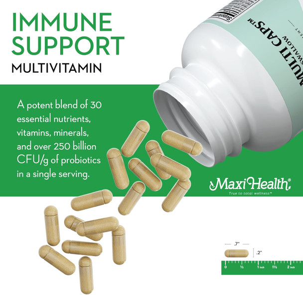 Maxi Health - Multivitamin For Women & Men - Daily Mens & Womens Vitamins With 30 Nutrients Including Iron, Zinc, Probiotics, Immune Support Vitamins & More - Easy To Swallow Maxicaps, 120 Capsules