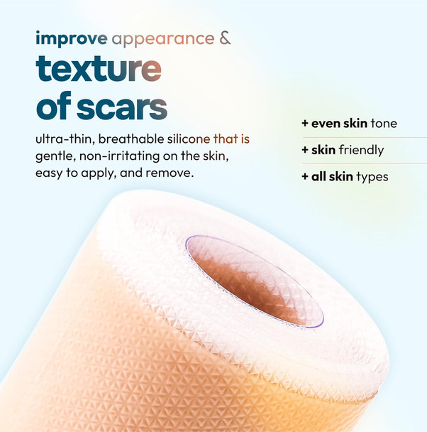 Silicone Scar Tape Reusable Sheets (120” X 1.6”) Medical Grade Silicone Scar Sheets For Surgical Scars, Burns, Tummy Tuck, Keloid, C-Section - Cut To Size Scar Treatment