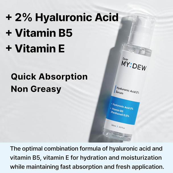 2% Hyaluronic Acid Serum With Vitamin B5, Hyalu B5 Intense Hydrating Serum For Face, Moisturizing, Anti-Aging For Fine Lines, Visibly Plumps Skin, Fast Absorbing, Korean Skincare, 4Fl Oz
