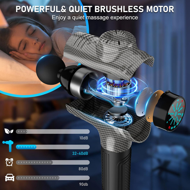 Raemao Massage Gun, Massage Gun Deep Tissue, Back Massage Gun For Athletes For Pain Relief Attaching 8 Pcs Replacement Heads, Percussion Massager With 10 Speeds & Led Screen, Carbon