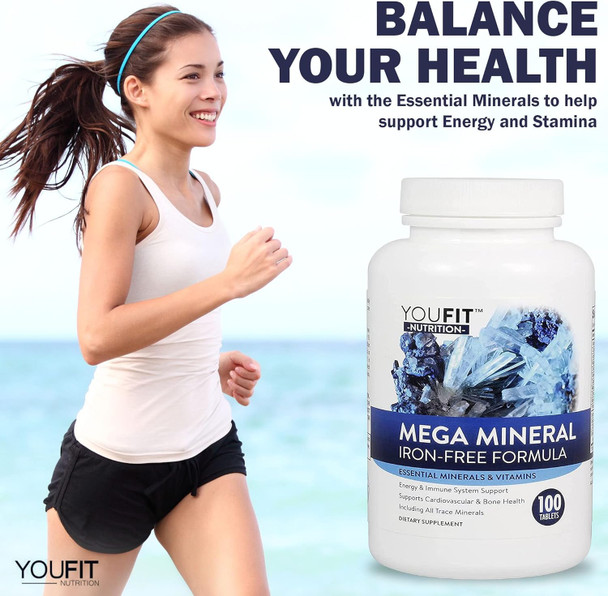 Mega Minerals Supplement By Youfit Nutrition  All 72 Trace Minerals  Premium Formula With Source Of Minerals And Immune Health Support  Iron  All In One 1000Mg Calcium 500Mg Magnesium