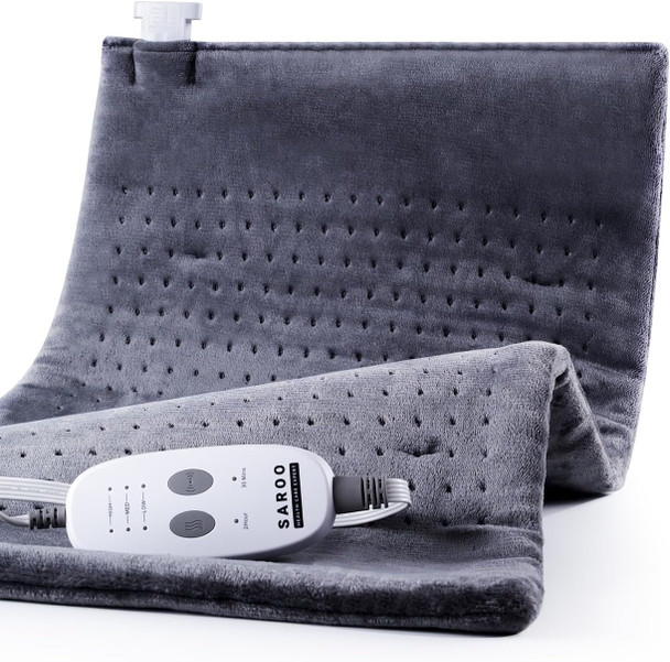 Heating Massaging Weighted Pad,Heated Pads For Back And Shoulders,Portable Heat Pad For Neck,Cramp,Menstrual Pain,3 Heat Settings 6 Massage,18 Relaxing Combinations,Auto Off,20"24",Dark Grey
