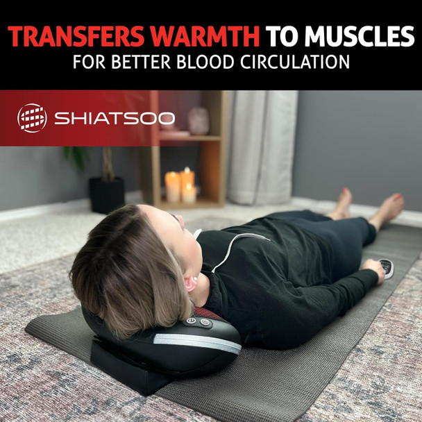 Neck Back & Lower Back Massager With Heat  Shiatsu Heated Pillow Massager  Pain Relief  Deep Tissue