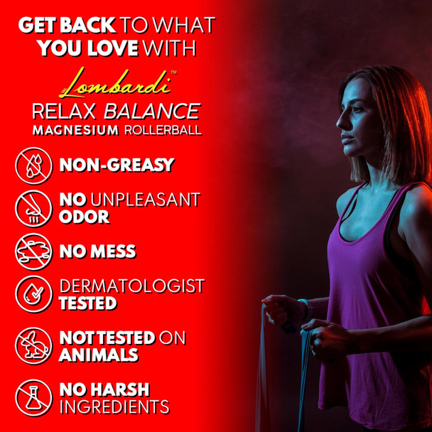 Val Lombardi Magnesium Rollerball - Deep Pressure Massage Applicator With Cool-To-The-Touch Stainless Steel Rollerballs - 4Oz