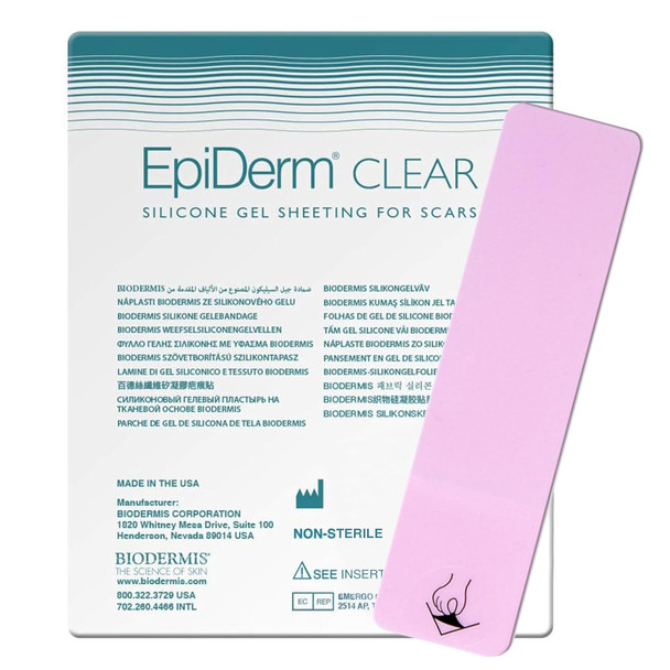 Epiderm Silicone Gel Scar Strips - Premium-Grade Silicone Scar Tape For Optimal Scar Care-Versatile, Flexible & Reusable - Ideal For C-Section, Tummy Tuck & Cardiac Surgery Scars - 1.4"X6", Clear