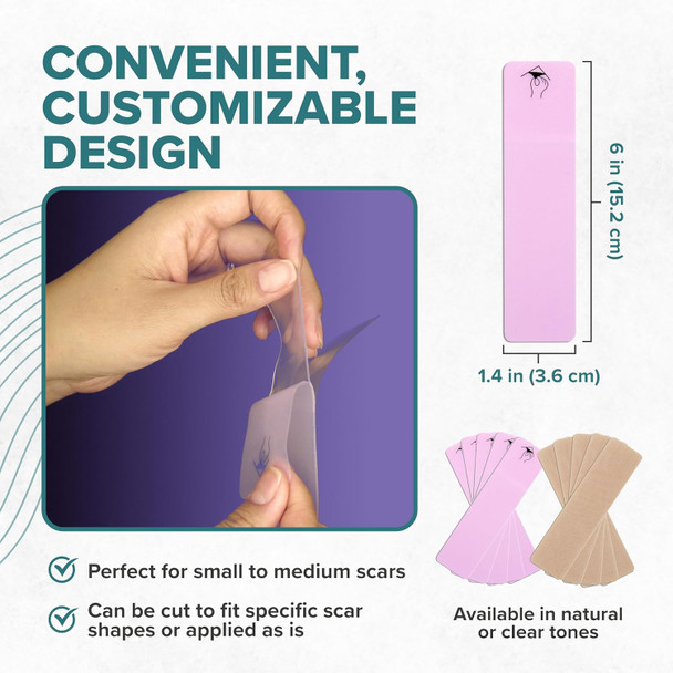 Epiderm Silicone Gel Scar Strips - Premium-Grade Silicone Scar Tape For Optimal Scar Care-Versatile, Flexible & Reusable - Ideal For C-Section, Tummy Tuck & Cardiac Surgery Scars - 1.4"X6", Clear