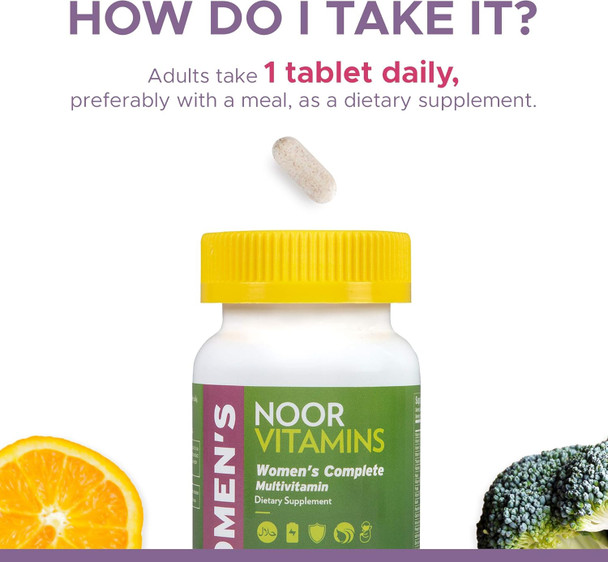 Noor Vitamins Halal Womens Multivitamin & Mineral I Once Daily Vitamin Supplement I Vegan  Supports Energy, Immunity, Metabolism, Healthy Appearance And Stages Of Motherhood I 2-Month Supply