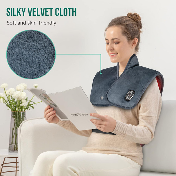 Snailax Heating Pad For Neck And Shoulders, Electric Heat Pad For Back Pain, Weighted Heated Wrap, 24V Safety Volt. Heating Pads With Massager, 2 Heat Levels & 5 Massage Modes, Gifts