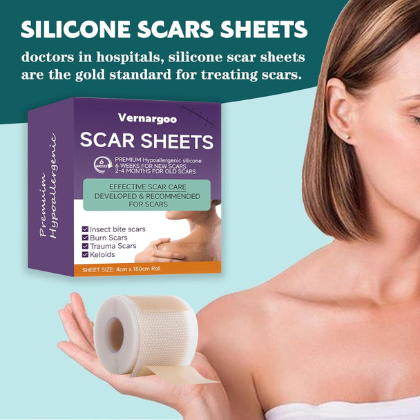 Silicone Scar Sheets,(1.6" X 60" Roll-1.5M) Silicone Scar Tape For Surgical Scars,Silicone Scar Removal Strips For Surgical,C-Section,Tummy Tuck,Keloid Scars Keloid Bump Removal