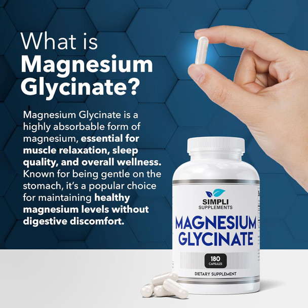 Magnesium Glycinate 400 Mg  Best High Absorption Magnesium Glycinate For Sleep  Vegan Capsules  180 Count  Magnesium Glycinate Supplements